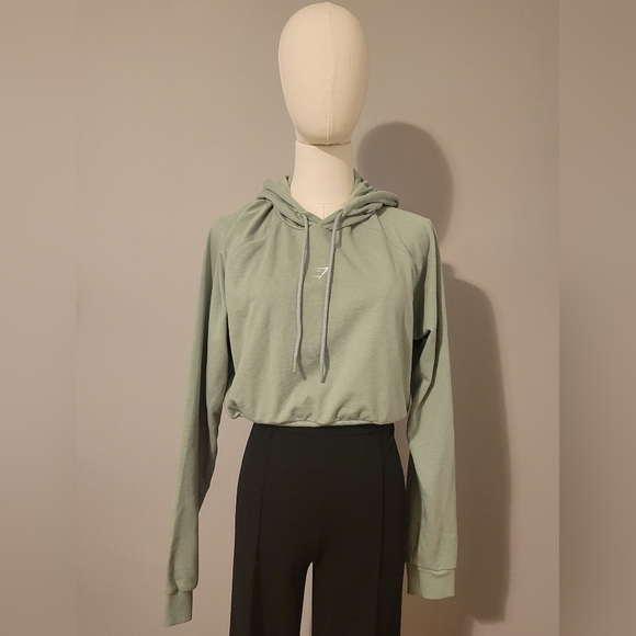 Gymshark Training Cropped Hoodie Desert Sage Green Womens Size S - Picture 2 of 7